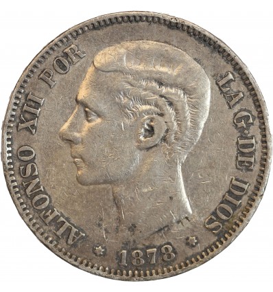 5 Pesetas Alphonse XII Espagne Argent