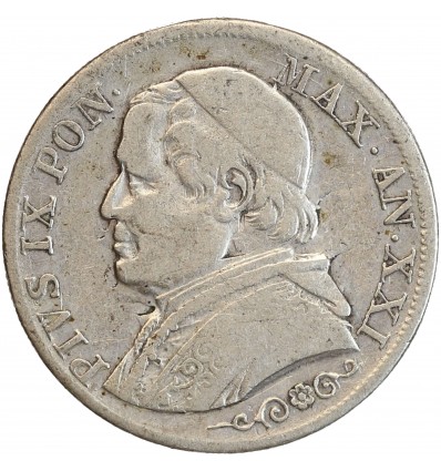 1 Lire Pie IX Buste Large - Vatican Argent