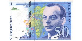 Avers : portrait d'Antoine de Saint-Exupéry - carte de l'Europe et de l'Afrique