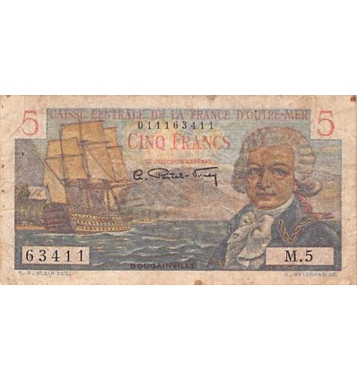 Avers : voilier "La Boudeuse" à gauche et Louis Antoine de Bougainville à droite