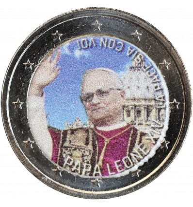 2 Euros Colorisée - Le Pape Léon