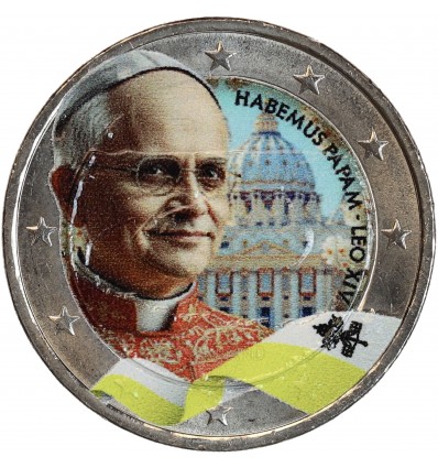2 Euros Colorisée - Le Pape Léon