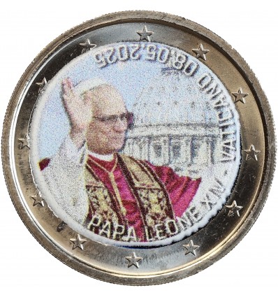 2 Euros Colorisée - Le Pape Léon