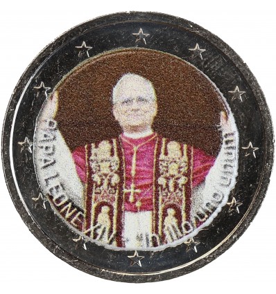 2 Euros Colorisée - Le Pape Léon