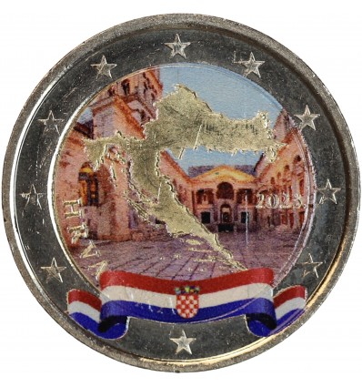 2 Euros Colorisée - Croatie Carte du Pays