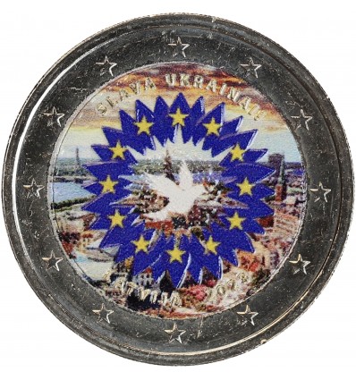 2 Euros Colorisée - Lettonie Le Tournesol
