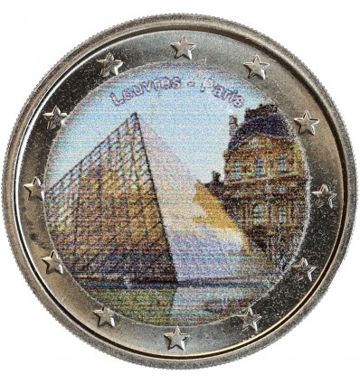 2 Euros Colorisée - La Pyramide du Louvre