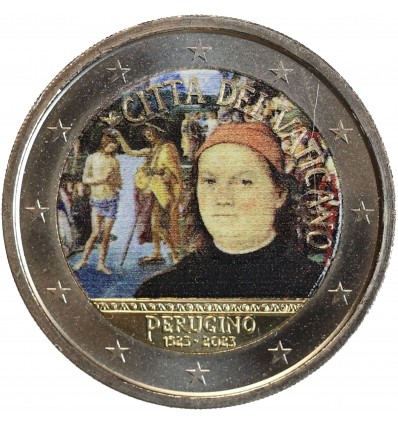Pièce de 2 euros en couleur du Vatican millésime 2023 commémorant le 500ème anniversaire de la mort du Pérugin