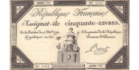 50 Livres France 1792 Ass.39a