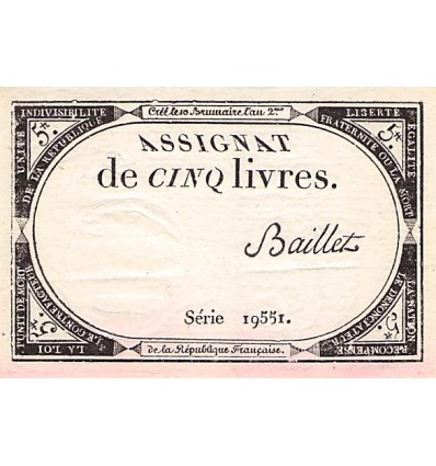5 Livres France 1793 Ass.46a