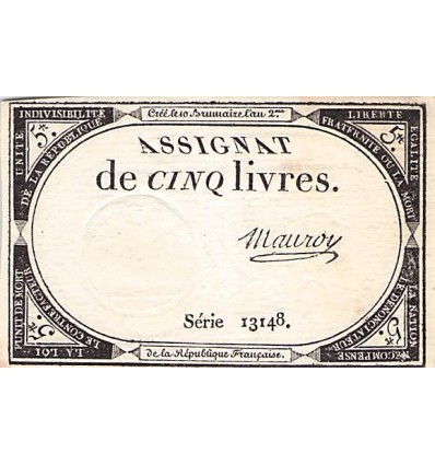 5 Livres France 1793 Ass.46a