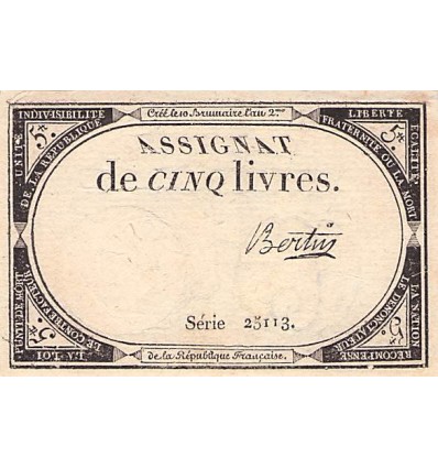 5 Livres France 1793 Ass.46a