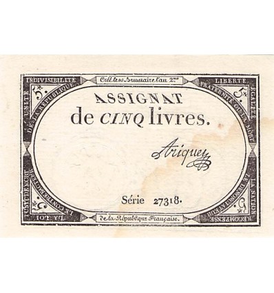 5 Livres France 1793 Ass.46a