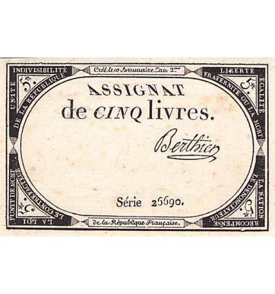 5 Livres France 1793 Ass.46a - P.A76