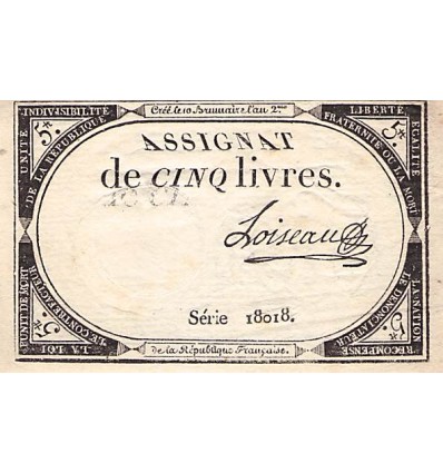 5 Livre France 1793 Ass.46a