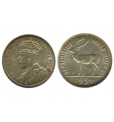 1/2 Roupie Georges V Ile Maurice Argent