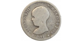 1 Peseta Alphonse XIII Ier Type - Espagne Argent