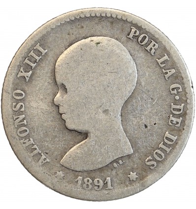 1 Peseta Alphonse XIII Ier Type - Espagne Argent