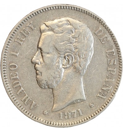 5 Pesetas Amadéo Ier Espagne Argent