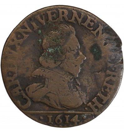 Avers : Buste cuirassé à la tête nue, avec col en dentelle à droite de Charles Ier de Gonzague