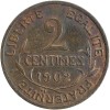 Revers : 2 / CENTIMES / 1902 sur trois lignes, entouré d'une branche d'olivier