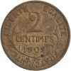 Revers : 2 / CENTIMES / 1902 sur trois lignes, entouré d'une branche d'olivier