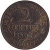 Revers : 2 / CENTIMES / 1902 sur trois lignes, entouré d'une branche d'olivier