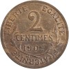 Revers : 2 / CENTIMES / 1902 sur trois lignes, entouré d'une branche d'olivier