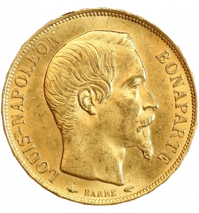 Avers : tête nue de Louis-Napoléon Bonaparte à droite