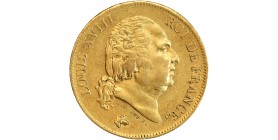 Avers : tête nue de Louis XVIII à droite