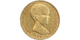 Avers : tête nue d'Alphonse XIII à droite