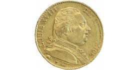 20 Francs Louis XVIII Buste Habillé - Variété 4 Long