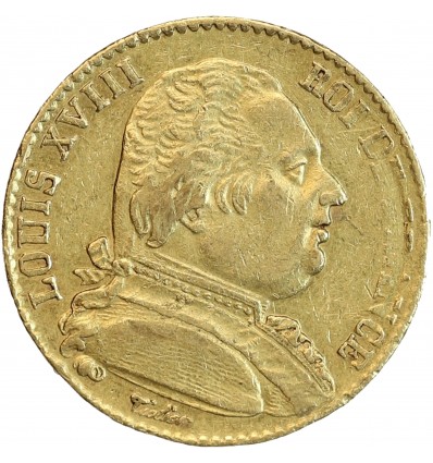 20 Francs Louis XVIII Buste Habillé - Variété 4 Long