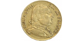 Avers : buste de Louis XVIII à droite, habillé avec le cordon de l'Ordre du Saint-Esprit