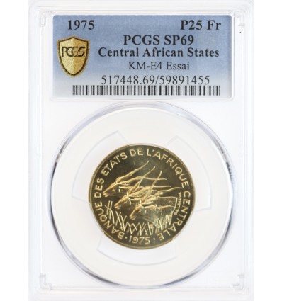 25 Francs Essai Afrique Centrale - PCGS SP69