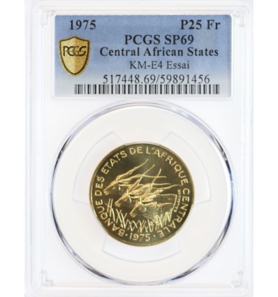 25 Francs Essai Afrique Centrale Etats - PCGS SP69