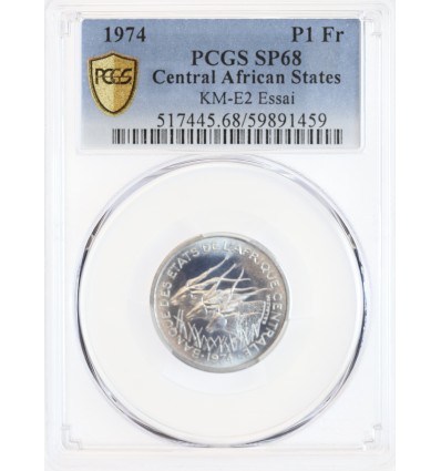 1 Francs Essai Afrique Centrale Etats - PCGS SP68