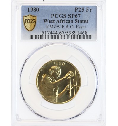 Essai de 25 Francs Afrique de l'Ouest (Etats) - PCGS SP67