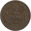 Revers : 2 / CENTIMES / 1904 sur trois lignes, entouré d'une branche d'olivier