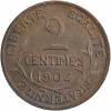 Revers : 2 / CENTIMES / 1904 sur trois lignes, entouré d'une branche d'olivier
