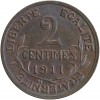 Revers : 2 / CENTIMES / 1911 sur trois lignes, entouré d'une branche d'olivier