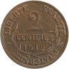 Revers : 2 / CENTIMES / 1912 sur trois lignes, entouré d'une branche d'olivier