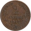 Revers : 2 / CENTIMES / 1913 sur trois lignes, entouré d'une branche d'olivier