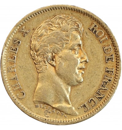 Avers : tête nue de Charles X à droite