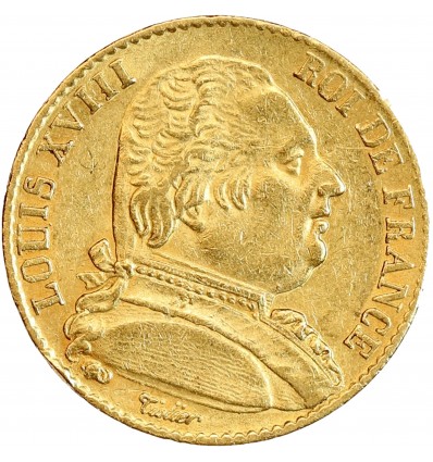 Avers : buste de Louis XVIII tête nue à droite