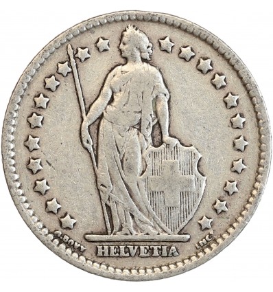 Avers : Helvetia debout tenant une lance et un bouclier