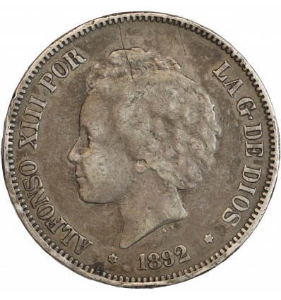 Avers : portrait à gauche du roi Alphonse XIII (2ème buste)