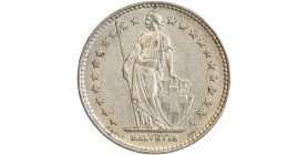 Avers : Helvetia debout vêtue d'une toge, appuyée contre un bouclier et tenant une lance