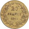 Revers : 20 / FRANCS / 1865 sur trois lignes dans une couronne, formée de deux branches de chêne