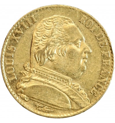 Avers : buste de Louis XVIII tête nue à droite